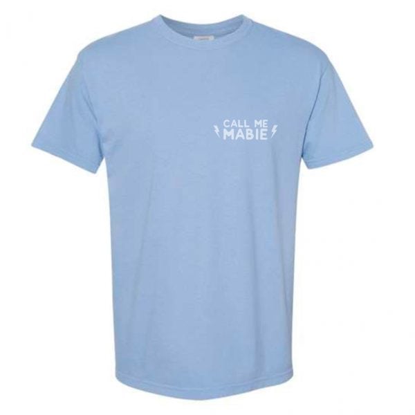 call me mabie tour shirt 2024 blue front